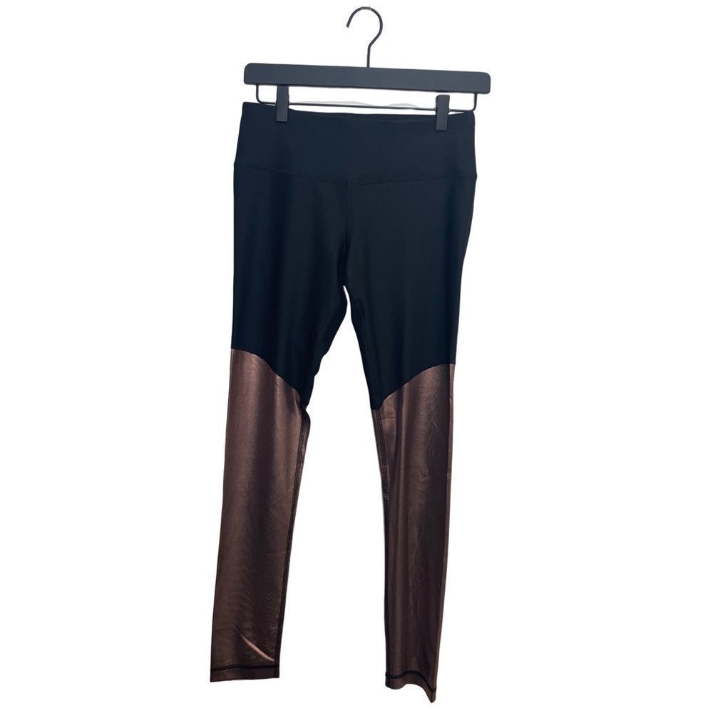 90 degree by Reflex Black & Rose Gold Mesh Capri Length Leggings Sz S